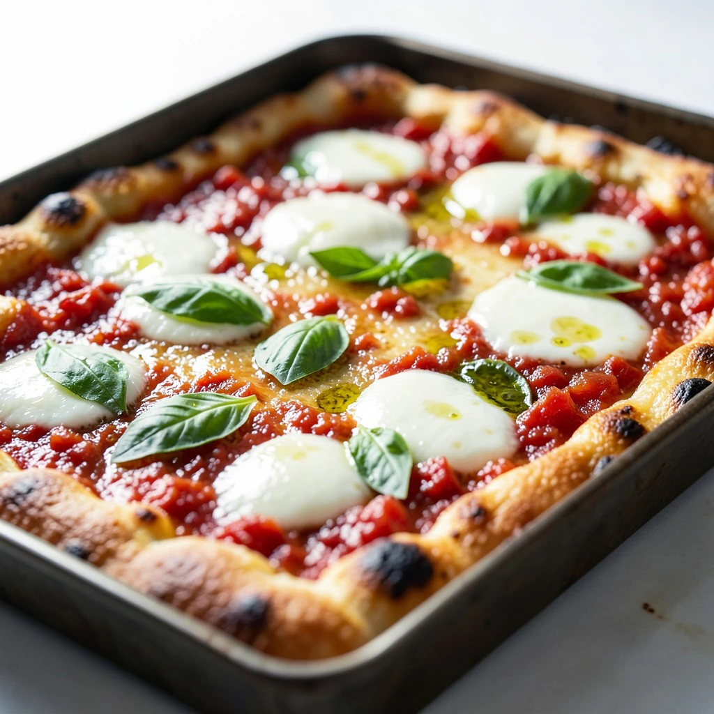 Classic Margherita Sheet Pan Pizza (Blechpizza)