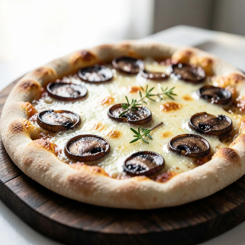 Mushroom and Caramelized Onion Quark Pizza