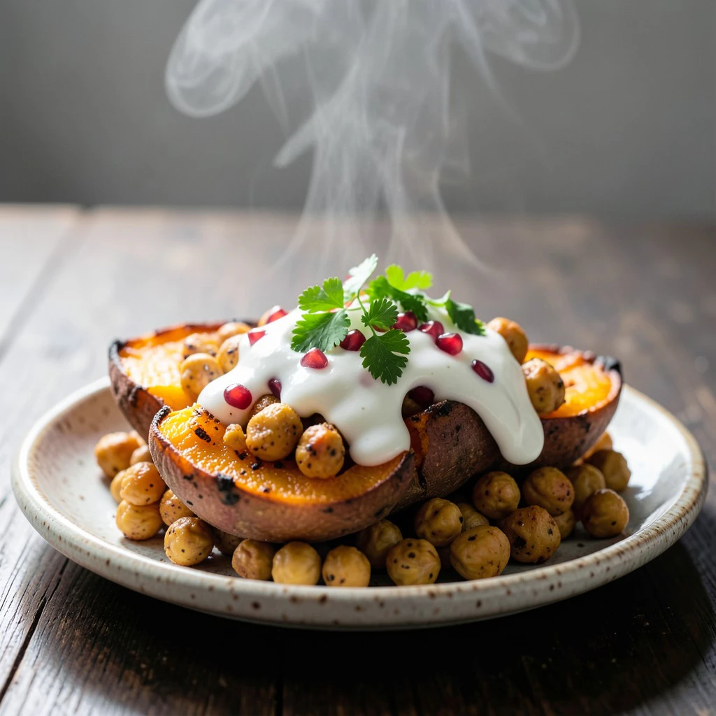 Gevulde Zoete Aardappel met Mediterrane Kikkererwten