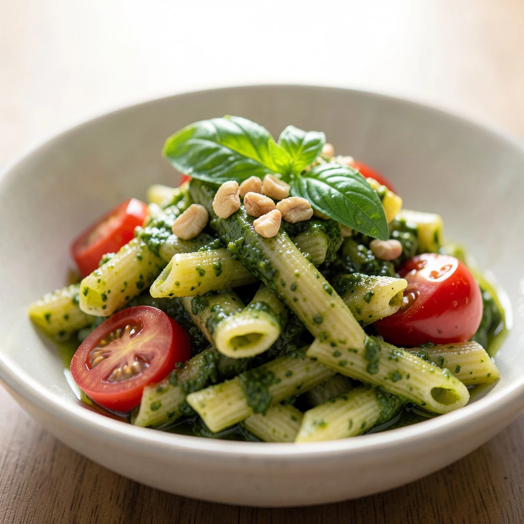Volkoren Pasta met Verse Pesto en Cherrytomaatjes