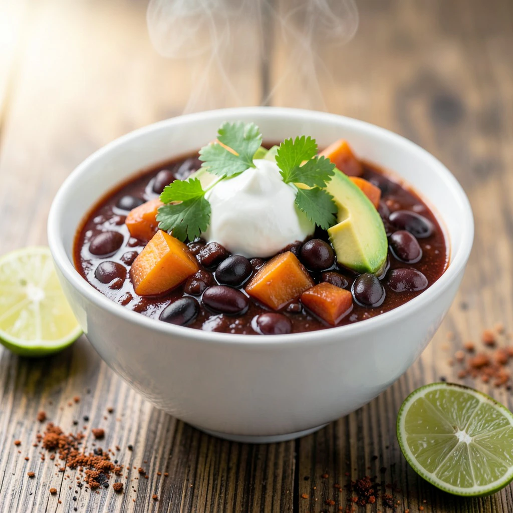 Smoky Three-Bean and Sweet Potato Vegetarian Chili