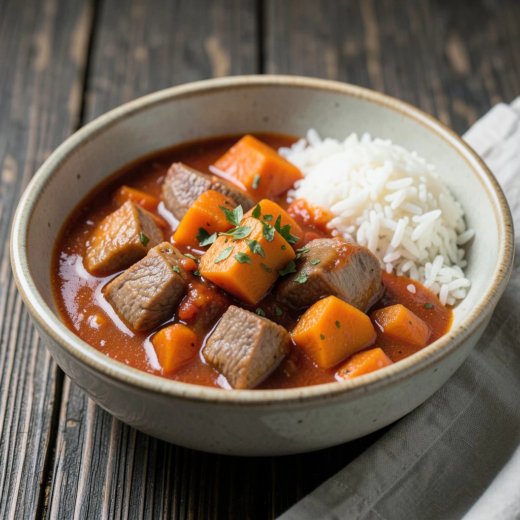Cerdo Guisado en Salsa de Tomate Casera