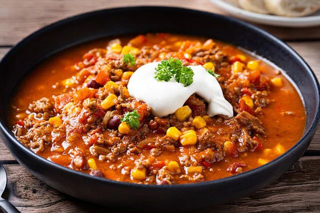 Gehaltvolles Chili con Carne mit Kreuzkümmel, Zimt und Kakao