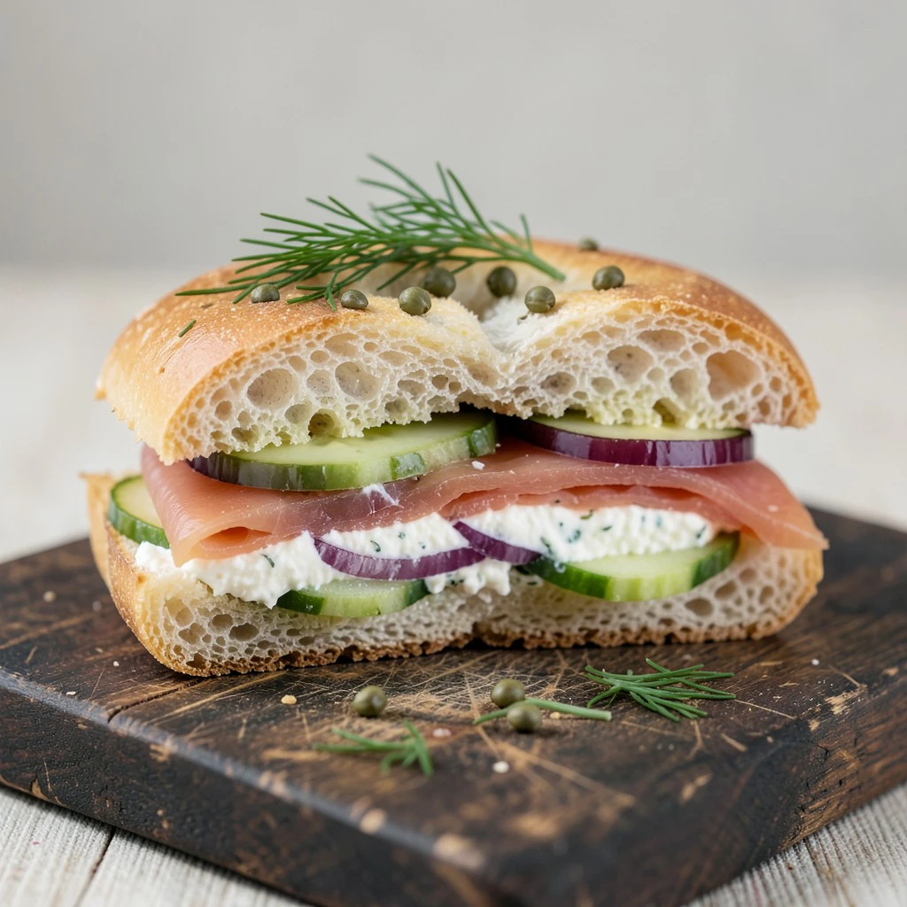 Bagel au saumon, Boursin et concombre