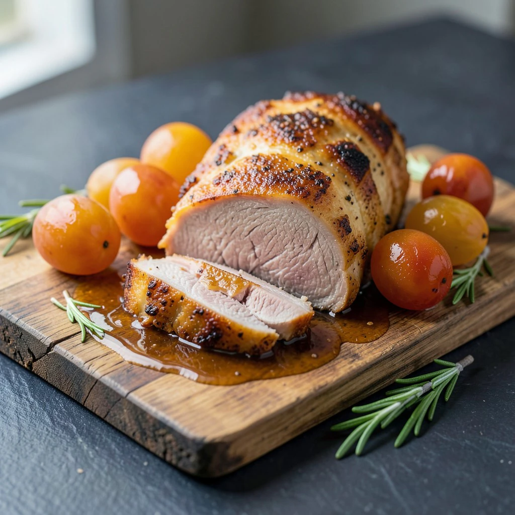 Rôti de porc lardé aux mirabelles