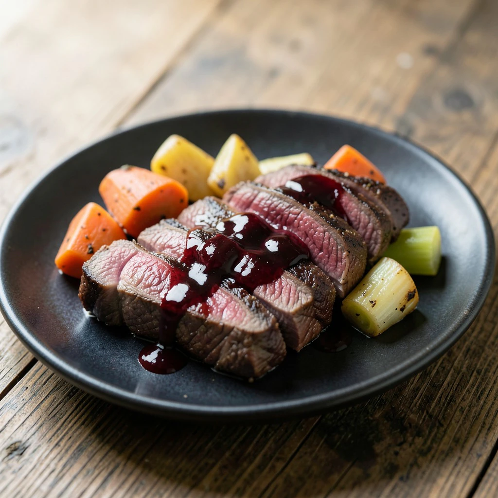 Saftiges Entrecôte aus der Heißluftfritteuse mit Rotwein-Glasur