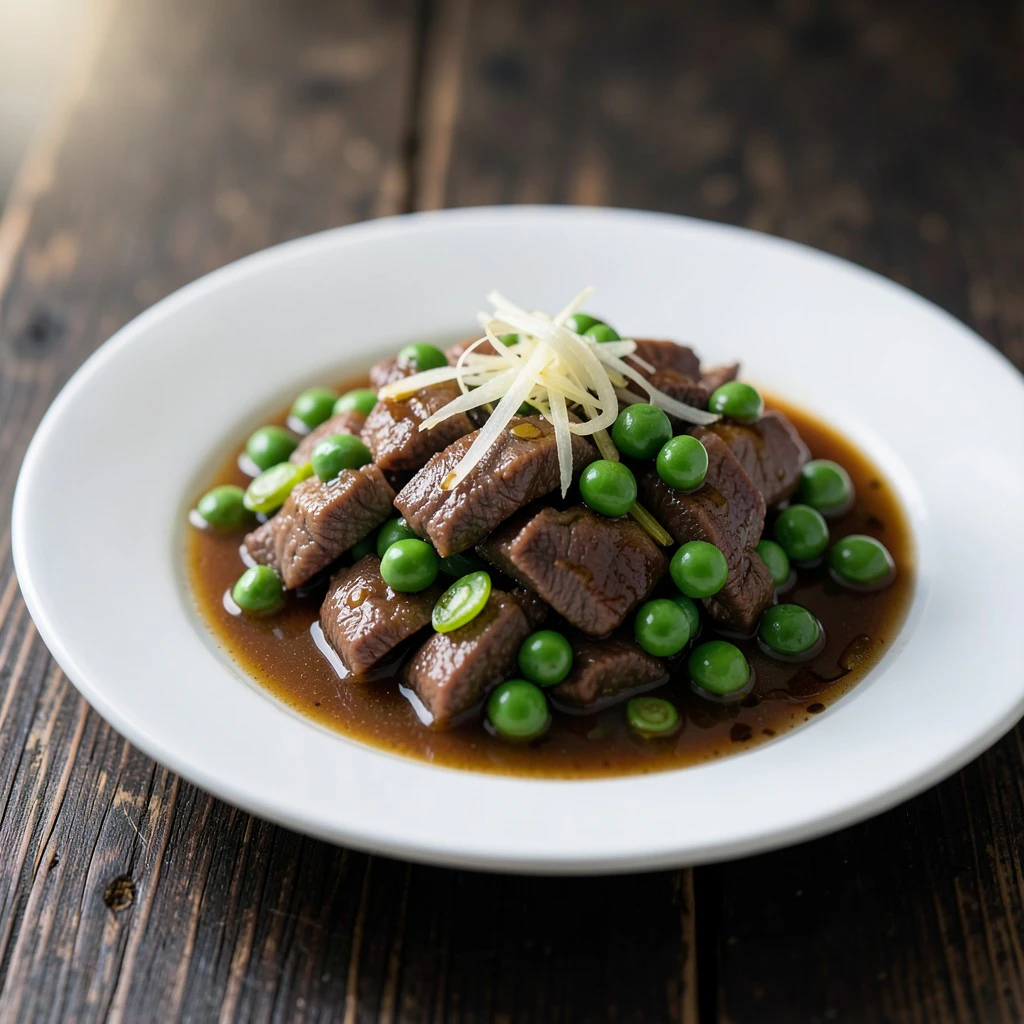 Kantonesisches Rindfleisch mit zarten Erbsen