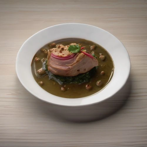 Indisches Gericht mit Schweinelachs