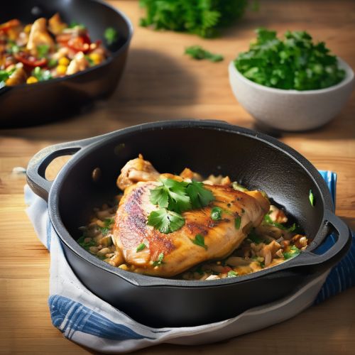 Single Iron Skillet Meal with Chicken and Cilantro
