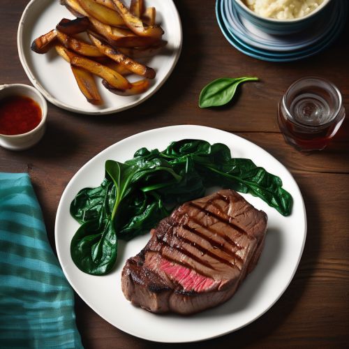 Grilled Steak with Sautéed Spinach