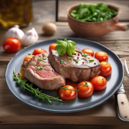 Schweinenackensteak mit Tomaten, Karotten und Linsen