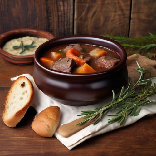 Hearty French Farmhouse Beef Stew with Bay Leaf and Rosemary