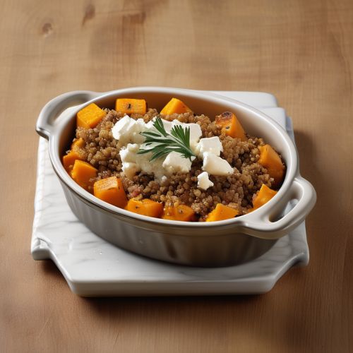 Ovendish with Butternut, Feta, Minced Meat, and Bulgur