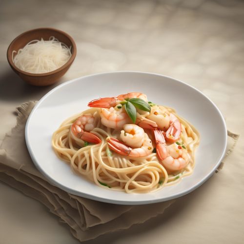Shrimps with Spaghetti and Coconut Milk
