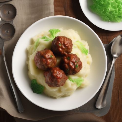 Mashed Potatoes with Cabbage and Meatball