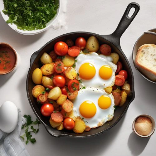 Tomato, Egg, and Potato Hash - Mr. Cook