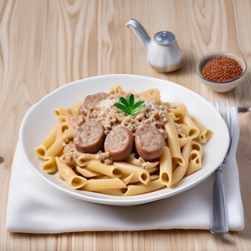 Sausage Pasta with Minced Chicken and Buckwheat