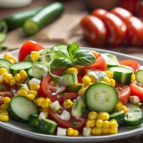 Tomato and Cucumber Salad with Creamy Corn Dressing