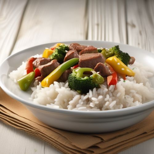 Meat and Vegetable Stir-Fry with Cheesy Rice
