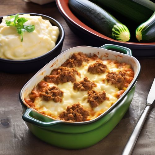 Zucchini and Minced Meat Casserole with Mashed Potatoes