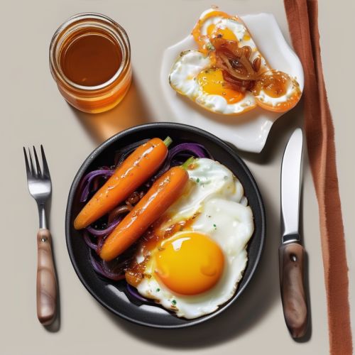 Honey Soy Glazed Carrots with Caramelized Onions and Fried Eggs