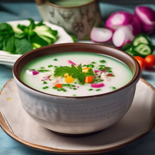 Okroshka on Ayran with Chicken Broth