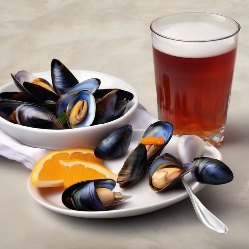 Cherry Beer with Fermented Cabbage, Mussels, and Mandarin