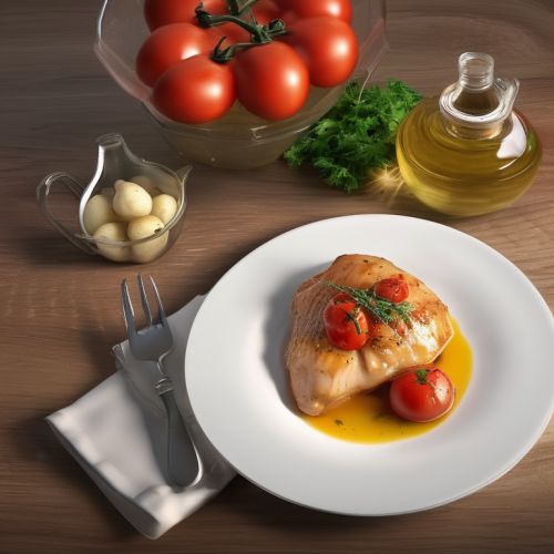 Chicken Breast with Adzhika, Tomatoes, Potatoes and Oil