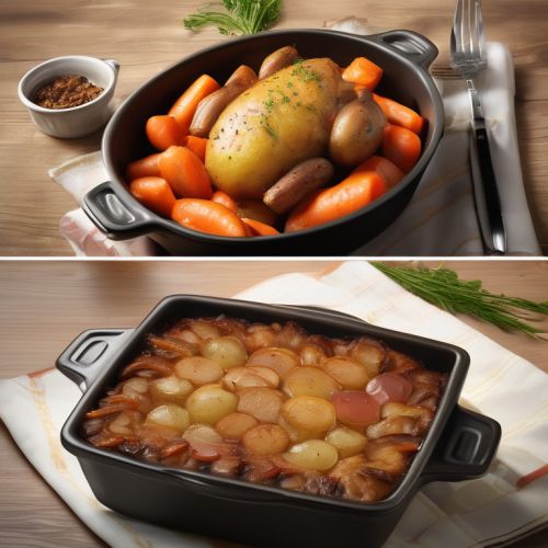 Baked Frozen Meat with Potatoes and Carrots