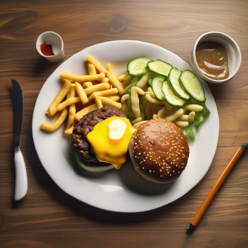 Cheeseburger with Cheesy Noodles and Cucumber Nuggets