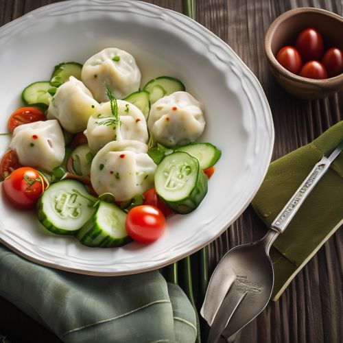 Cucumber and Cherry Tomato Salad with Dumplings