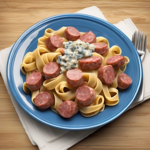 Pasta with Meat, Blue Cheese, and Sausages