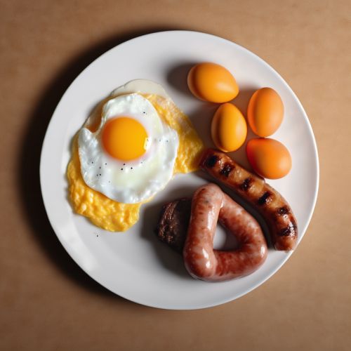 Eggs with Salo, Sausage, Kefir, and Mandarin