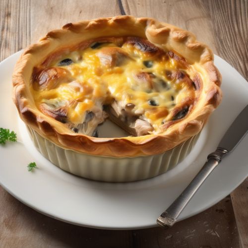 Chicken and Mushroom Quiche with Cheese