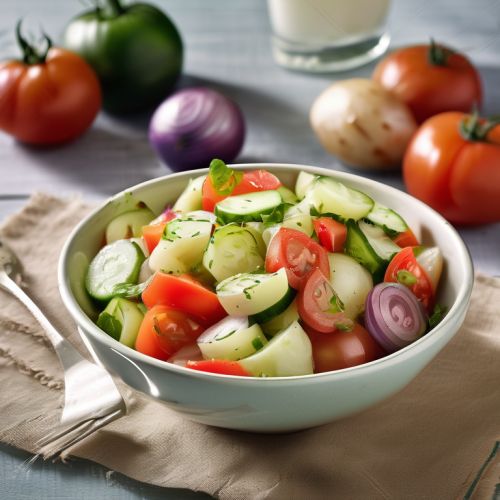 Tomato, Onion, Cucumber, and Potato Salad