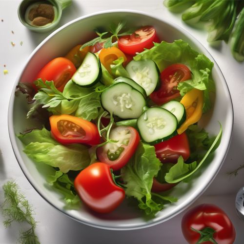 Tomato, Cucumber, Herb, Pepper, and Lettuce Salad