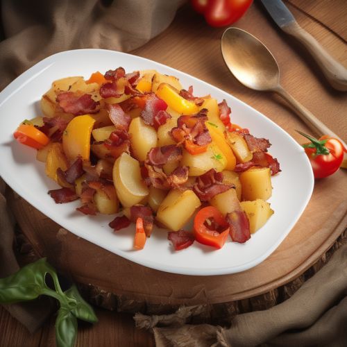 Potato, Bell Pepper, and Tomato Hash with Bacon