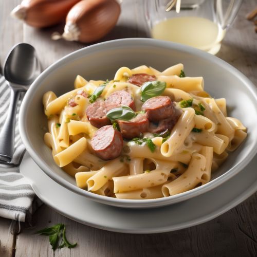 Garlic Pasta with Sausages and Cheese