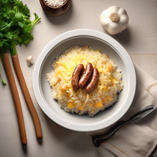 Cheesy Garlic Rice with Sausages