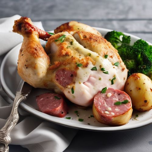 Feta and Salami Stuffed Chicken with Potatoes
