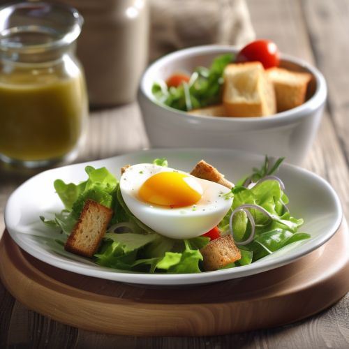 Mixed Salad with Eggs and Bread Croutons