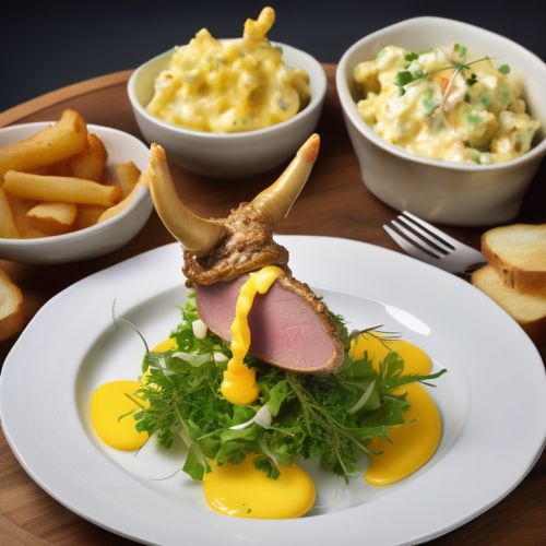 Bull Penis Stuffed with Pate in Potato Peelings and Egg Salad from Olivier