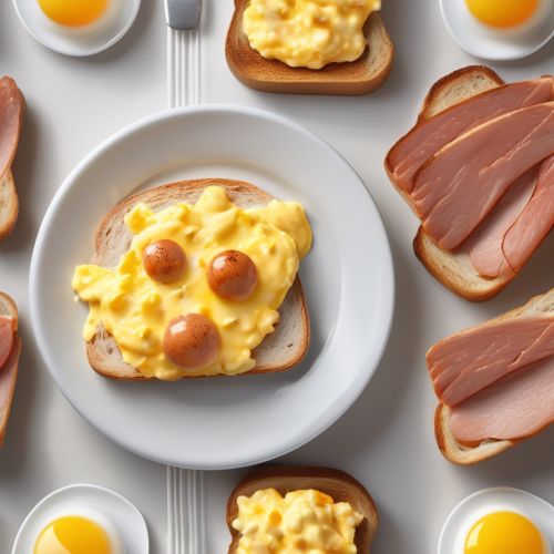 Scrambled Eggs with Milk and Sausage on Toast