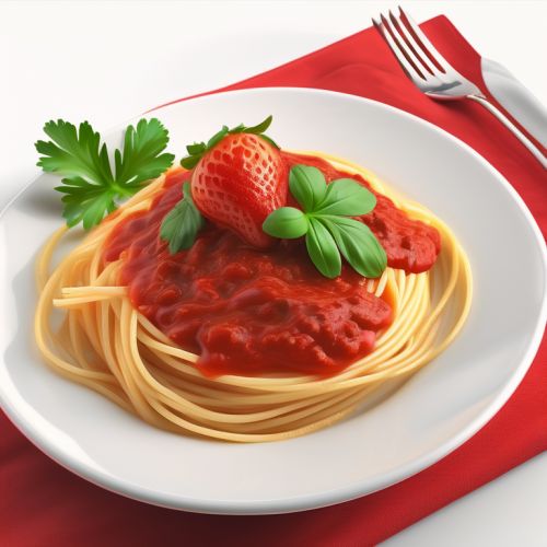 Spaghetti with Strawberry Sauce