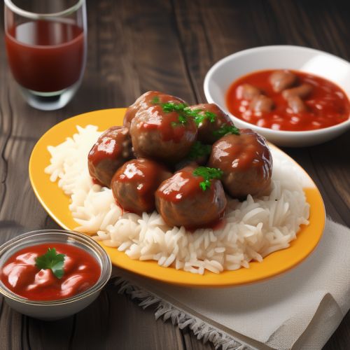 Russian Meatballs with Rice, Sweet and Sour Sauce, Sausages, Mushrooms, and Cheese