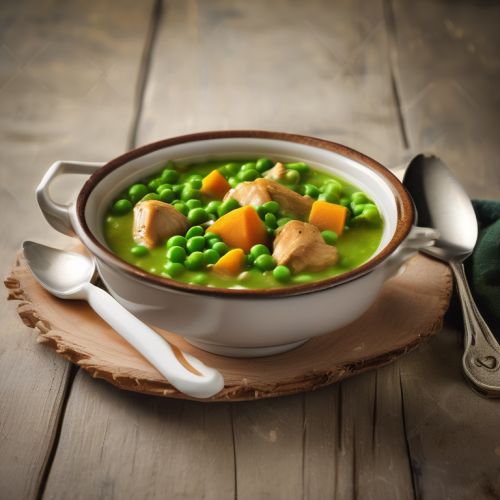 Chicken and Green Pea Stew with Milk and Pumpkin