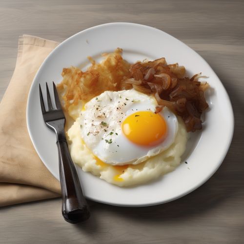 Mashed Potatoes with Onion and Fried Egg