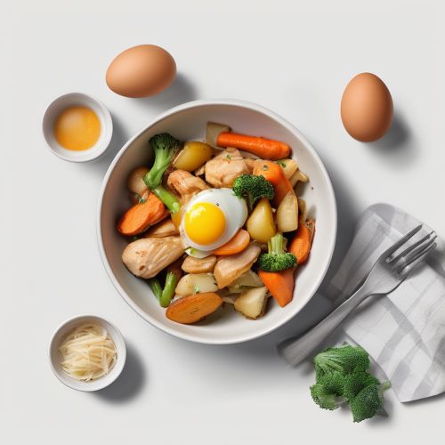 Delicious Egg, Chicken, Potato, and Carrot Stir Fry