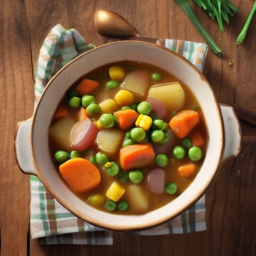 Potato Stew with Carrots, Onion, Peas, and Corn