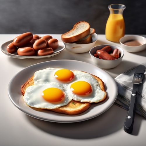 Air Fried Eggs, Bread, and Sausages